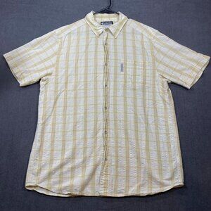 Columbia Mens Size XL Yellow Plaid Button-Up Short Sleeve Shirt casual